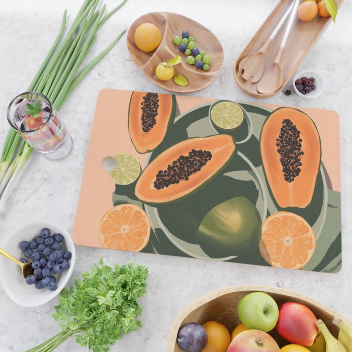 Summer papayas and citrus Cutting Board Gallery Image 2