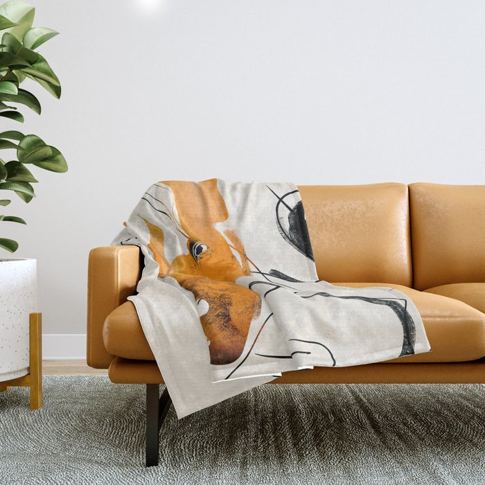 Abstract Minimal Horse 2 Throw Blanket Gallery Image 1