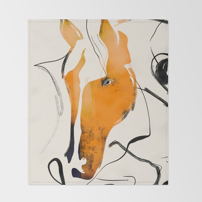 Abstract Minimal Horse 2 Throw Blanket Gallery Image 2