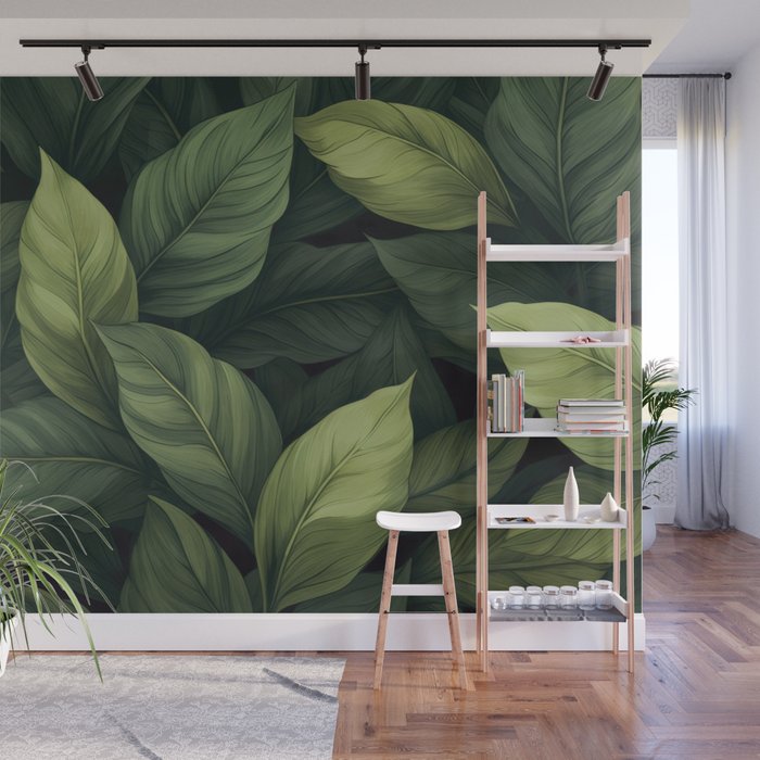 Lush Green Leaf Serenity Calm Garden Vibes Wall Mural Gallery Image 1
