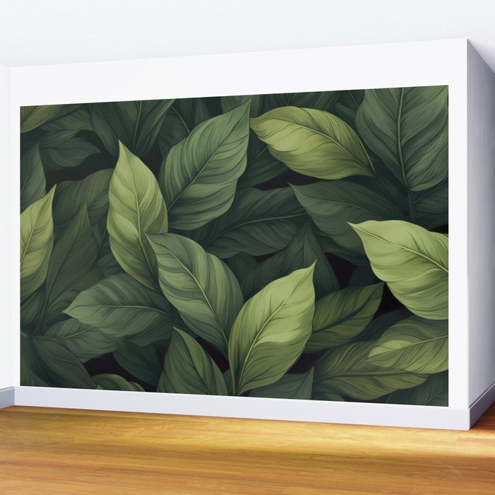 Lush Green Leaf Serenity Calm Garden Vibes Wall Mural Gallery Image 2