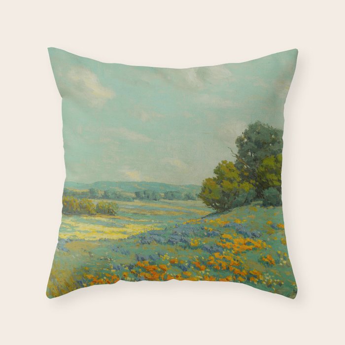 Granville Redmond California poppy field Throw Pillow Gallery Image 6