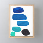 Colorful Mid Century Modern Pop Art Minimalist Style Teal Blue Aquamarine Bubbles White Background Mini Art Print Gallery Image 1