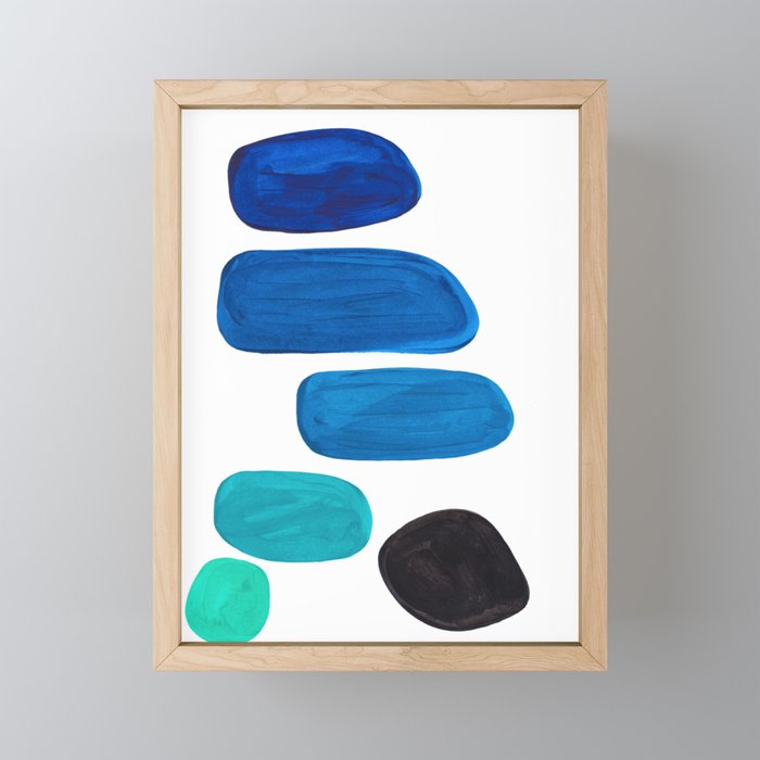 Colorful Mid Century Modern Pop Art Minimalist Style Teal Blue Aquamarine Bubbles White Background Mini Art Print Gallery Image 1