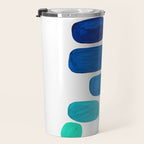 Colorful Mid Century Modern Pop Art Minimalist Style Teal Blue Aquamarine Bubbles White Background Travel Mug Gallery Image 3