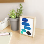 Colorful Mid Century Modern Pop Art Minimalist Style Teal Blue Aquamarine Bubbles White Background Mini Art Print Gallery Image 2