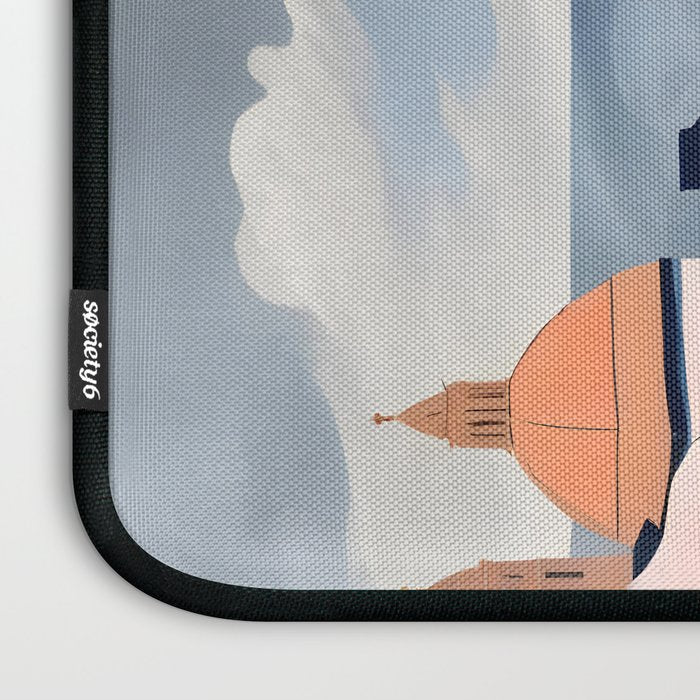Lunch in Italy, Travel Italian Marble Abstract, Landscape Blush Indigo Texture, Wine Cheese Boho Food Table, Architecture Buildings Graphic Eclectic Painting Laptop Sleeve Gallery Image 3