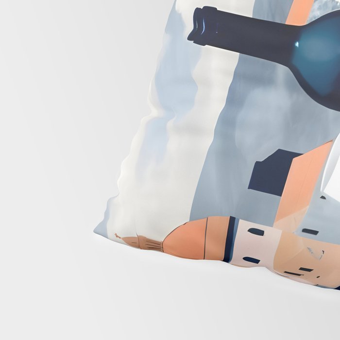 Lunch in Italy, Travel Italian Marble Abstract, Landscape Blush Indigo Texture, Wine Cheese Boho Food Table, Architecture Buildings Graphic Eclectic Painting Pillow Sham Gallery Image 4