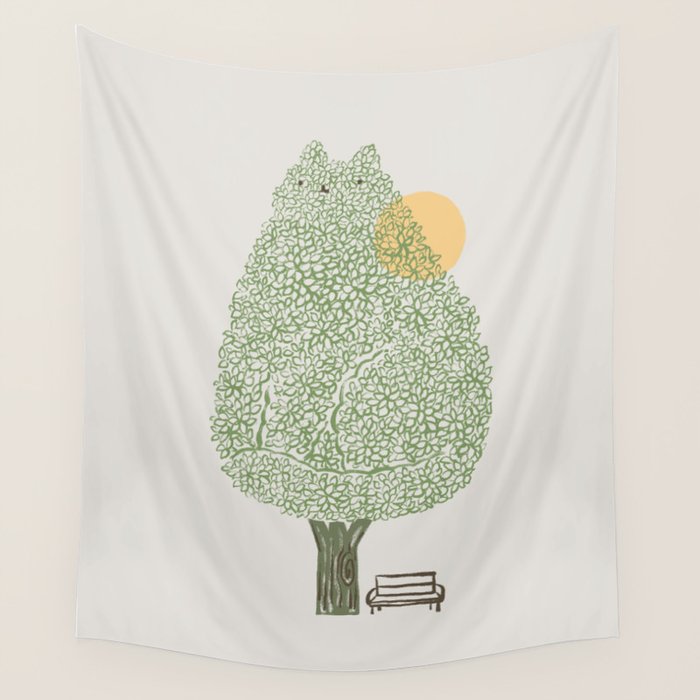 Cat and Plant 61: Cat Tree Wall Tapestry Gallery Image 4