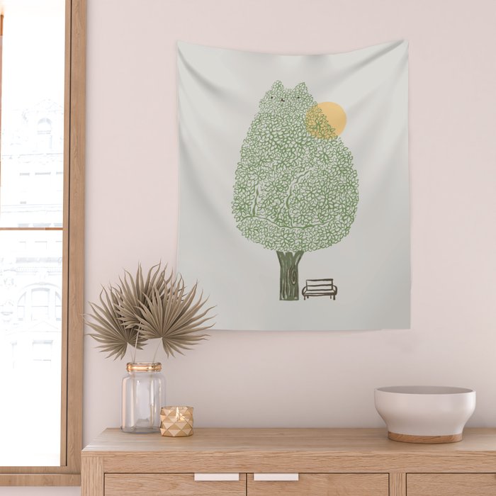 Cat and Plant 61: Cat Tree Wall Tapestry Gallery Image 2