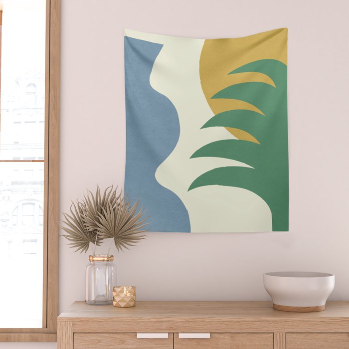 Mediterranean Abstract - Blue Green Wall Tapestry Gallery Image 2
