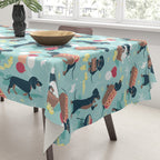 Hot dogs and lemonade // aqua background navy dachshunds Tablecloth Gallery Image 3