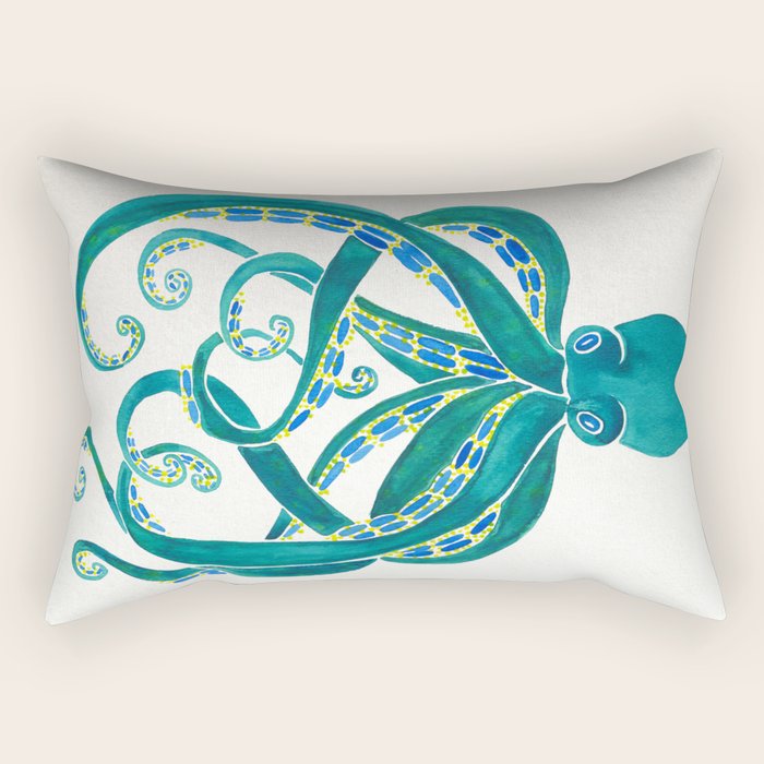 Octopus Watercolor Rectangular Pillow Gallery Image 1