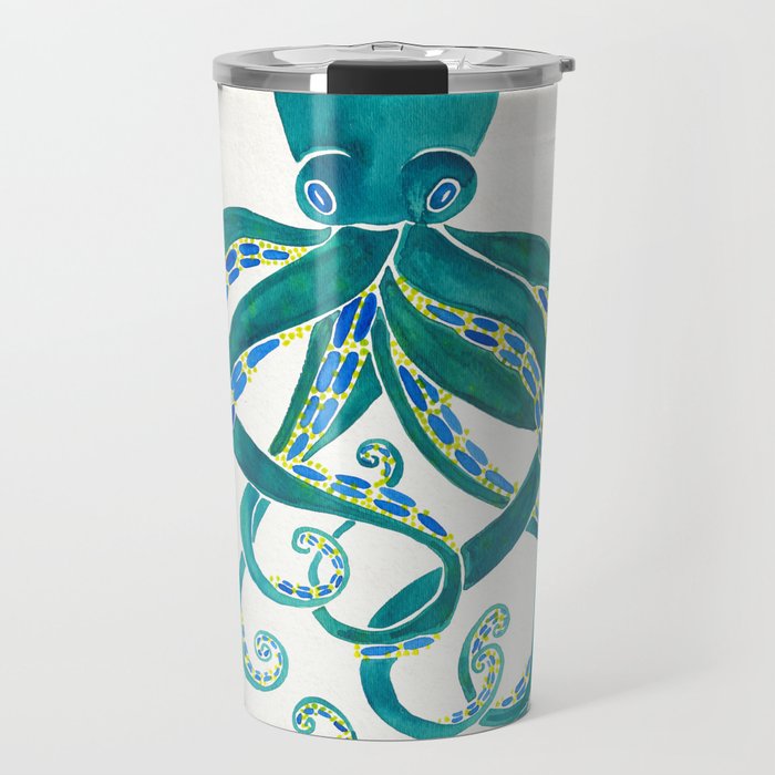 Octopus Watercolor Travel Mug Gallery Image 1