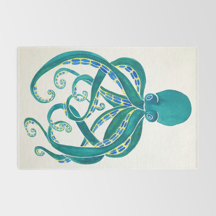 Octopus Watercolor Rug Gallery Image 2