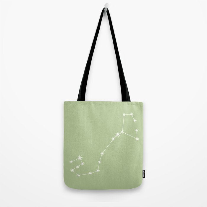 Scorpio Zodiac Star Constellation Line Art Soft Green Tote Bag Gallery Image 2