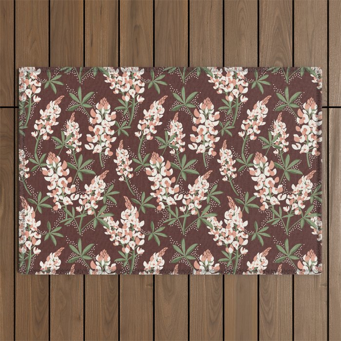 Bluebonnet Floral Brown Peach Multi Outdoor Rug Gallery Image 1