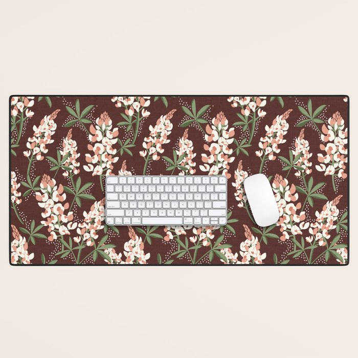 Bluebonnet Floral Brown Peach Multi Desk Mat Gallery Image 1