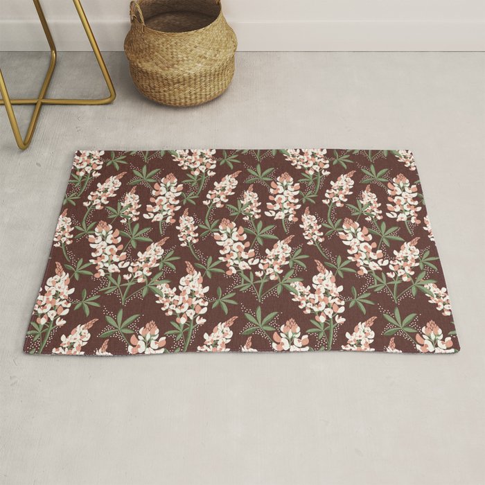 Bluebonnet Floral Brown Peach Multi Rug Gallery Image 1