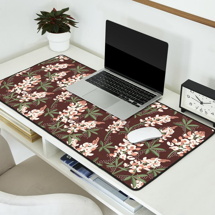 Bluebonnet Floral Brown Peach Multi Desk Mat Gallery Image 2