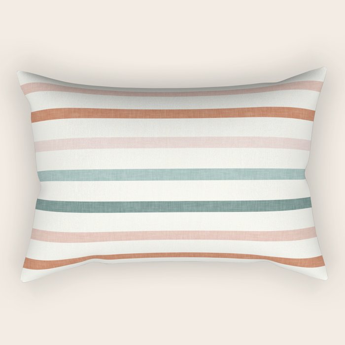 sunset stripes in terra cotta and jade Rectangular Pillow Gallery Image 1