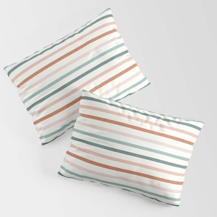 sunset stripes in terra cotta and jade Pillow Sham Gallery Image 1