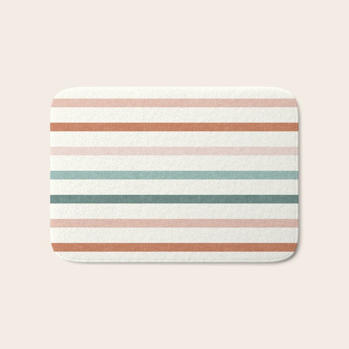 sunset stripes in terra cotta and jade Bath Mat Gallery Image 1