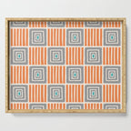 Retro Mid Century Modern Check Pattern 732 Turquoise Orange and Gray Serving Tray Gallery Image 1