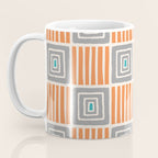 Retro Mid Century Modern Check Pattern 732 Turquoise Orange and Gray Coffee Mug Gallery Image 3