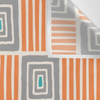 Retro Mid Century Modern Check Pattern 732 Turquoise Orange and Gray Wall Tapestry Gallery Image 3