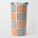 Retro Mid Century Modern Check Pattern 732 Turquoise Orange and Gray Travel Mug Gallery Image 2