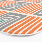Retro Mid Century Modern Check Pattern 732 Turquoise Orange and Gray Bath Mat Gallery Image 3