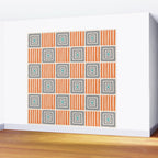Retro Mid Century Modern Check Pattern 732 Turquoise Orange and Gray Wall Mural Gallery Image 2