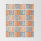 Retro Mid Century Modern Check Pattern 732 Turquoise Orange and Gray Throw Blanket Gallery Image 2