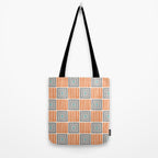 Retro Mid Century Modern Check Pattern 732 Turquoise Orange and Gray Tote Bag Gallery Image 2
