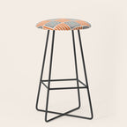 Retro Mid Century Modern Check Pattern 732 Turquoise Orange and Gray Stool Gallery Image 1
