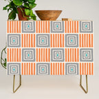Retro Mid Century Modern Check Pattern 732 Turquoise Orange and Gray Credenza Gallery Image 1