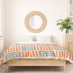 Retro Mid Century Modern Check Pattern 732 Turquoise Orange and Gray Duvet Cover Gallery Image 3