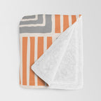 Retro Mid Century Modern Check Pattern 732 Turquoise Orange and Gray Throw Blanket Gallery Image 3