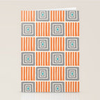 Retro Mid Century Modern Check Pattern 732 Turquoise Orange and Gray Stationery Card Gallery Image 2