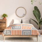 Retro Mid Century Modern Check Pattern 732 Turquoise Orange and Gray Comforter Gallery Image 3