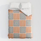 Retro Mid Century Modern Check Pattern 732 Turquoise Orange and Gray Duvet Cover Gallery Image 6