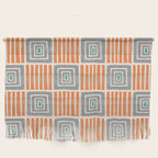 Retro Mid Century Modern Check Pattern 732 Turquoise Orange and Gray Wall Hanging Gallery Image 1