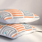 Retro Mid Century Modern Check Pattern 732 Turquoise Orange and Gray Pillow Sham Gallery Image 3