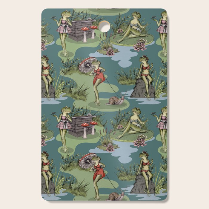 Vintage Pin-Up Girl Frogs Cutting Board Gallery Image 1