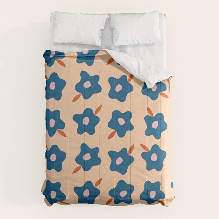 Wonky Blue Spring Flowers Comforter Gallery Image 1