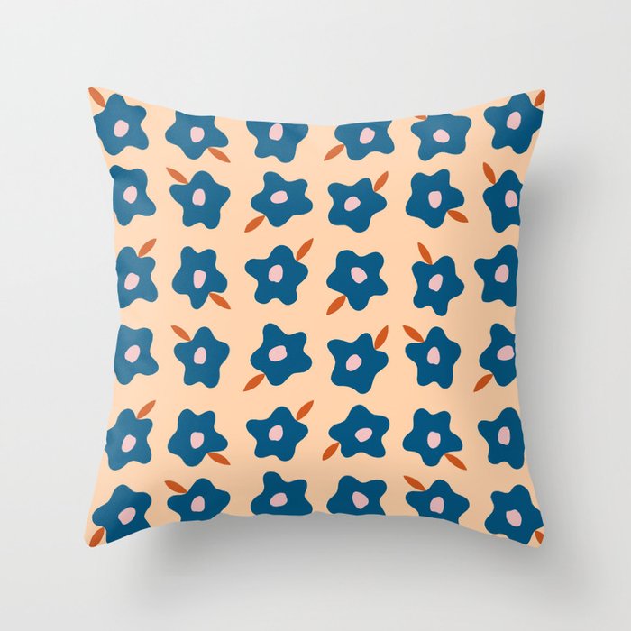 Wonky Blue Spring Flowers Throw Pillow Gallery Image 1