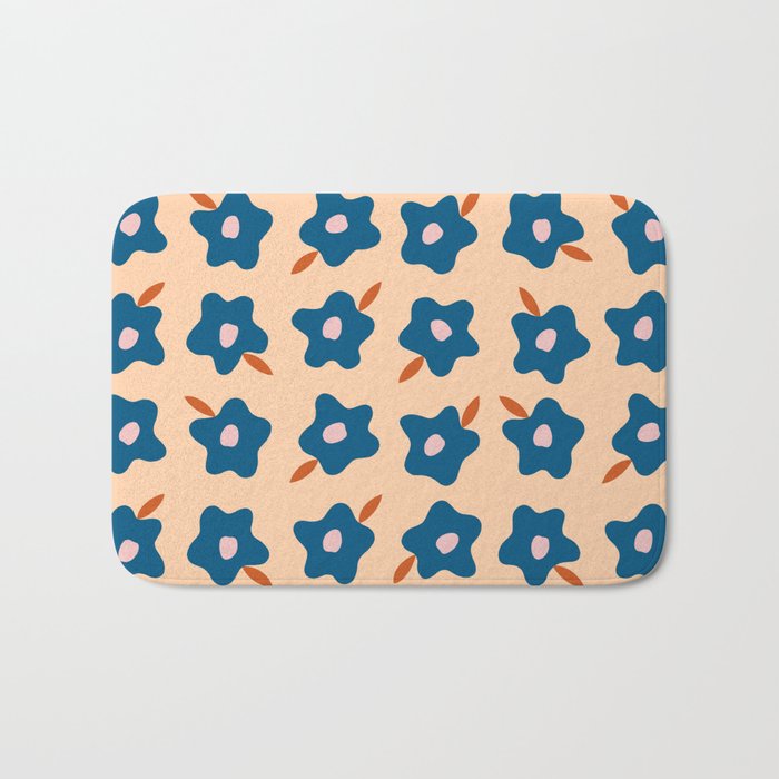 Wonky Blue Spring Flowers Bath Mat Gallery Image 1