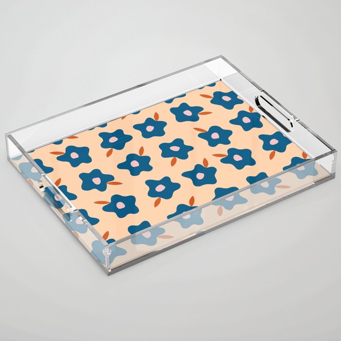 Wonky Blue Spring Flowers Acrylic Tray Gallery Image 1