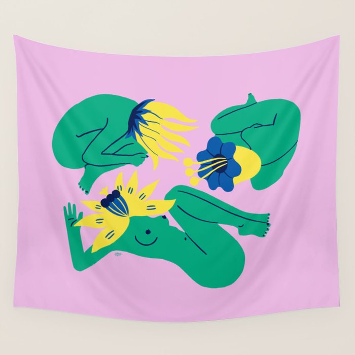 Bloom in Pink Wall Tapestry Gallery Image 1